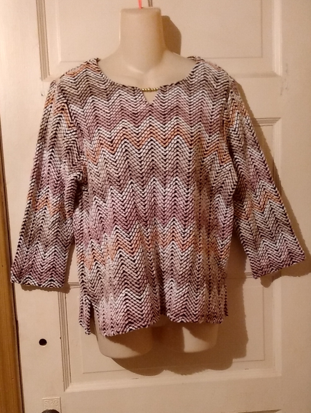 Textured Sculptural Chevron Patterned Maximalist Mobwife Blouse Top